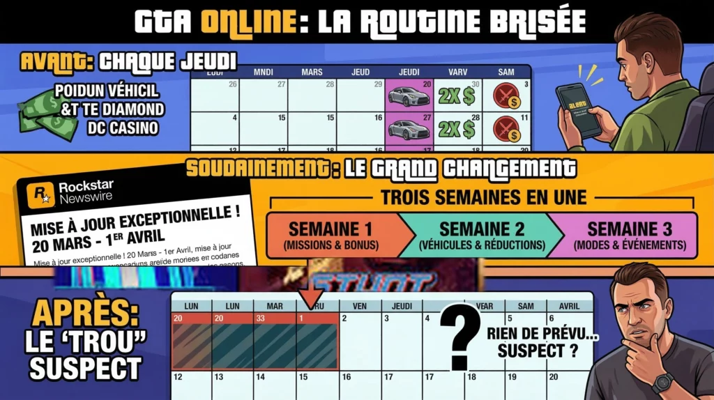 Trailer 3 GTA 6... Rockstar vide son calendrier GTA Online jusqu'au 1er avril