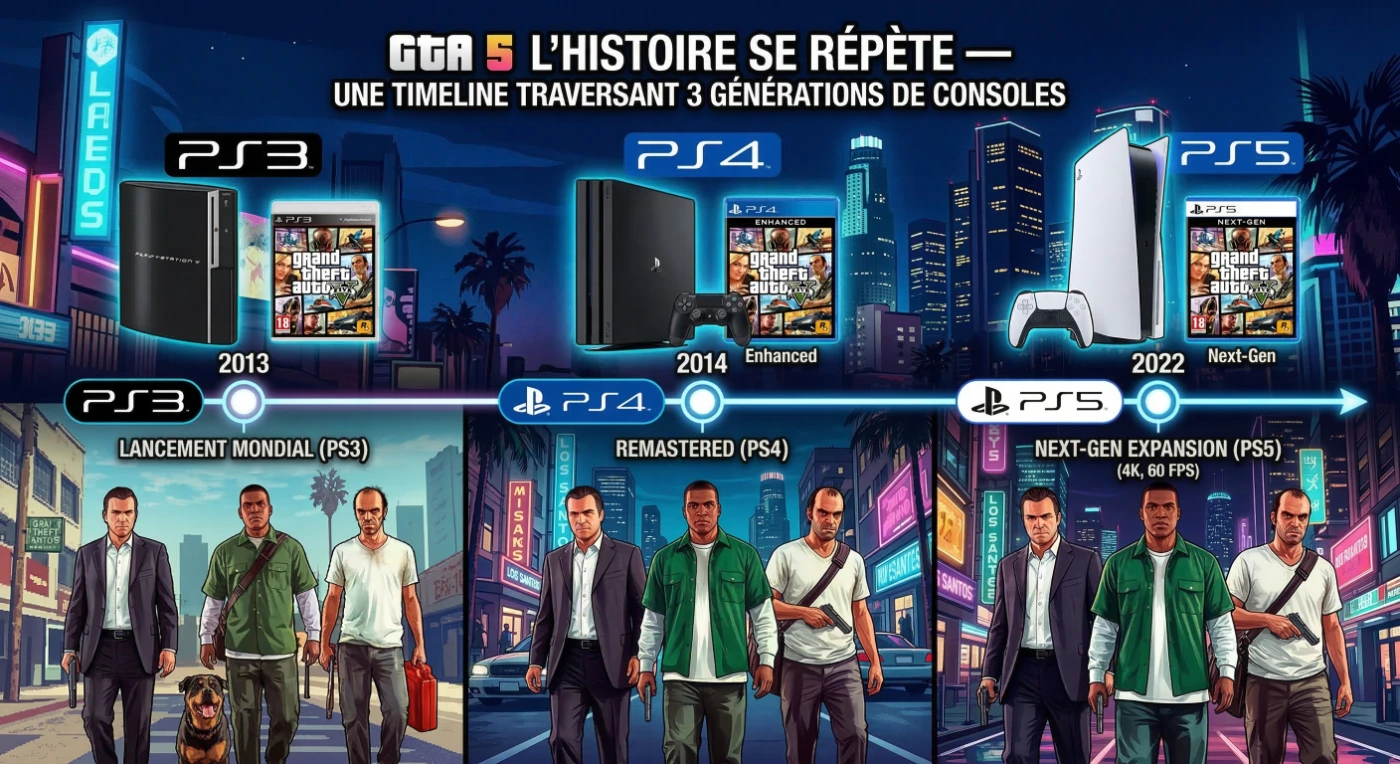 GTA 6 PS6 histoire GTA 5 trois generations consoles