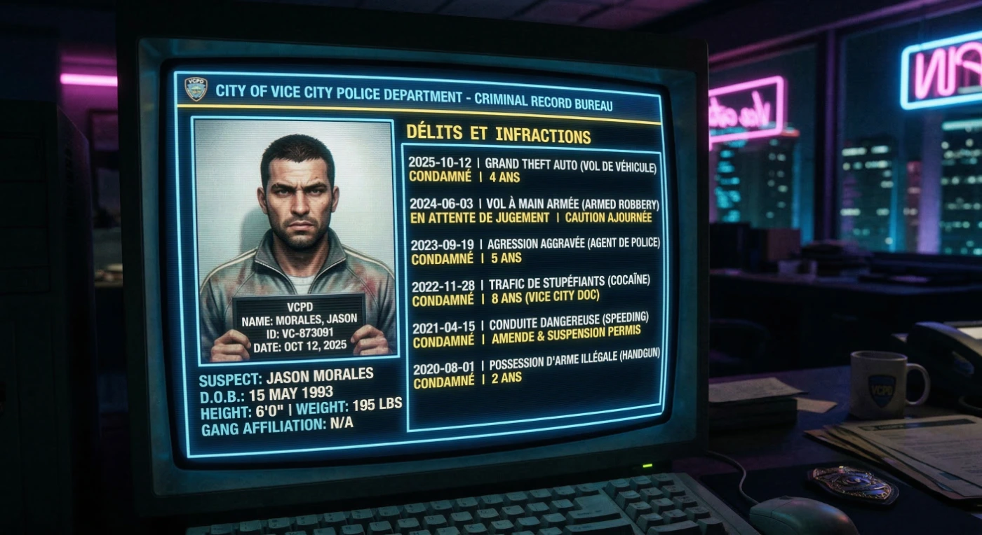 police GTA 6 casier judiciaire personnage