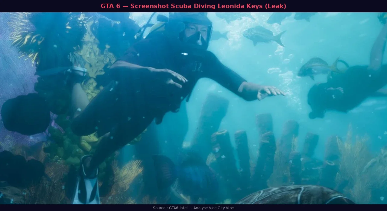 GTA 6 carte sous-marine screenshot scuba diving Leonida Keys annoté