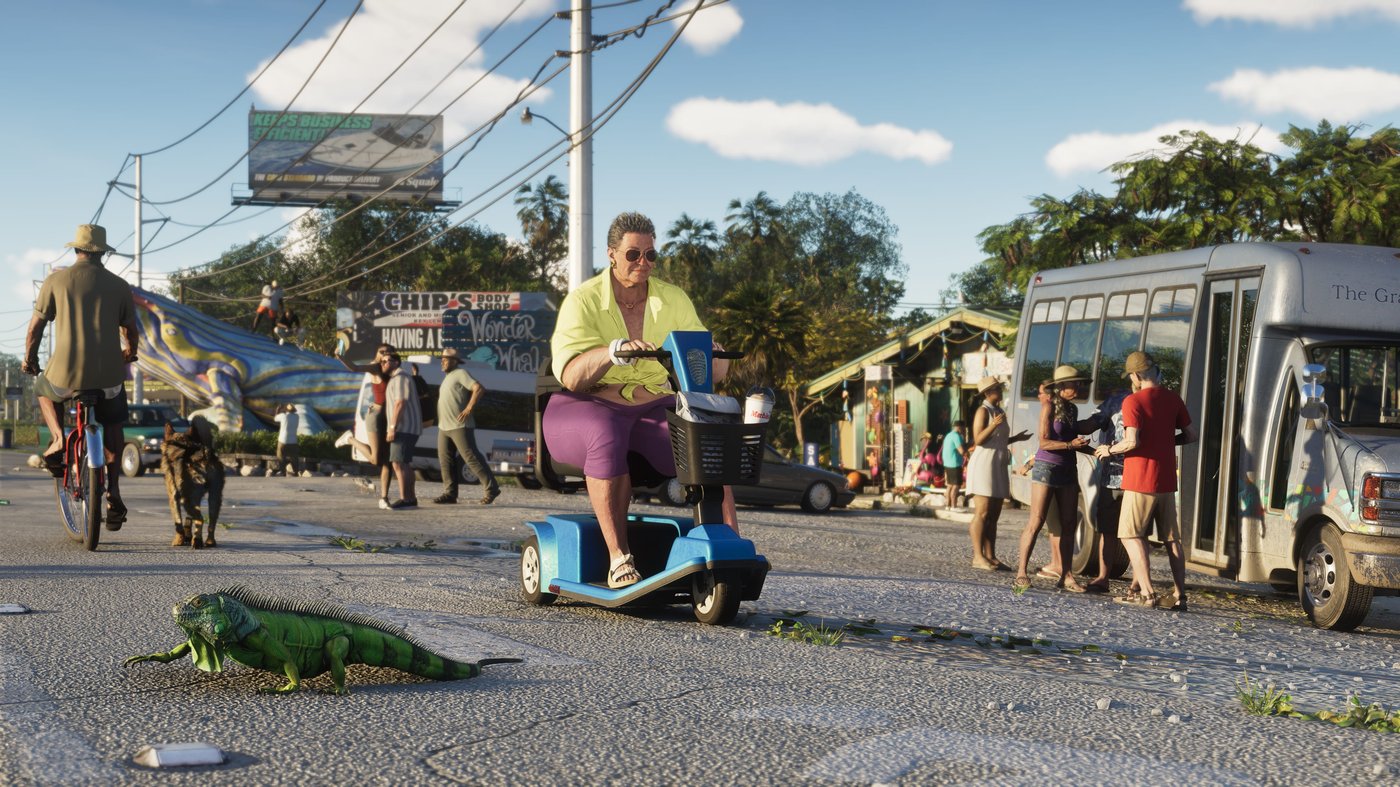 Scene de rue GTA 6 Leonida Keys iguane