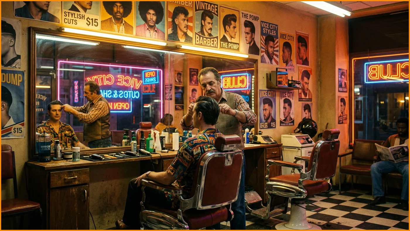 personnalisation GTA 6 barbershop coiffures barbe Vice City