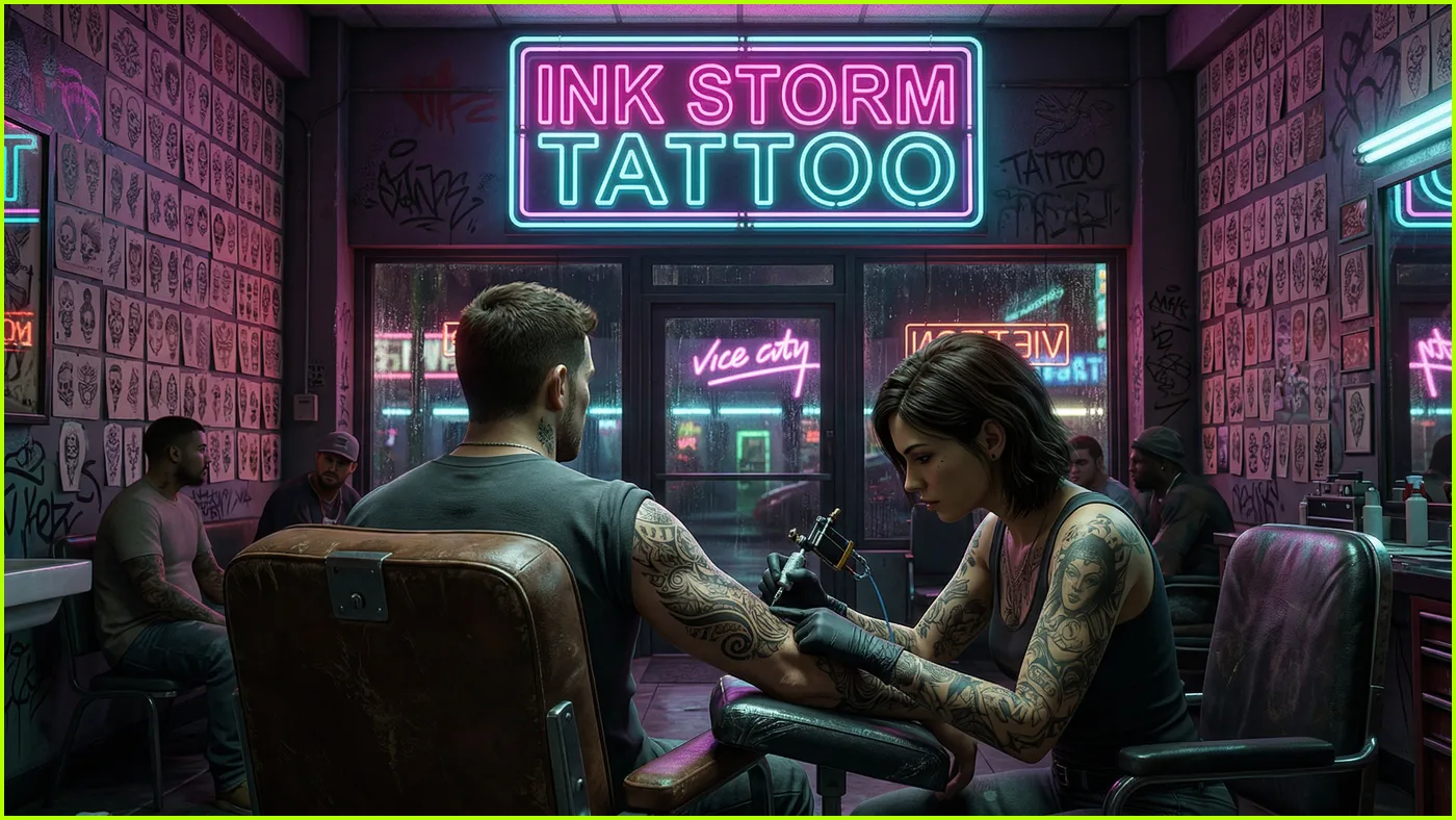 personnalisation GTA 6 tattoo parlor tatouages placement libre